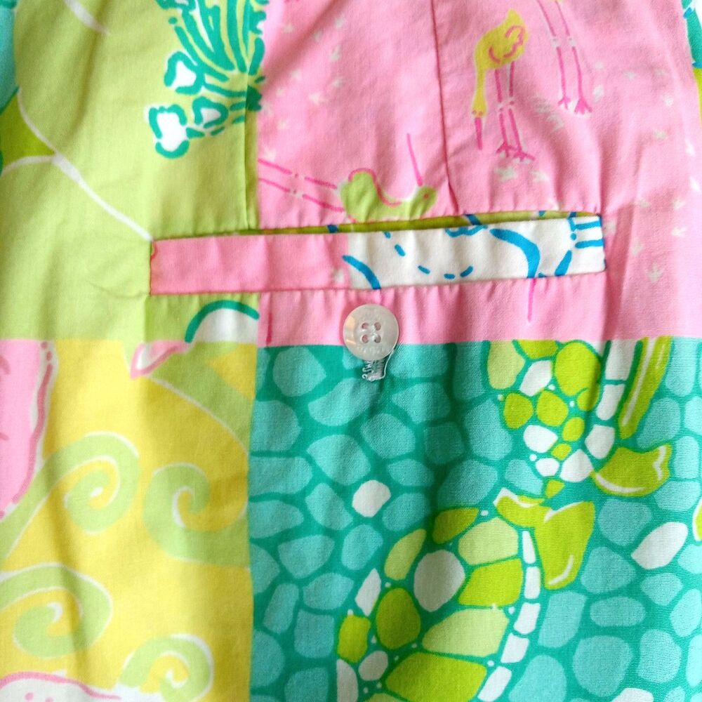 Lilly Pulitzer Size 10 Skirt Colorful Patchwork Preppy Pink Green - Picture 3 of 6